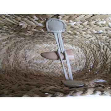 NEIMAN MARCUS Medium Tote Straw Bag Beige Summer Beach Basket Weave Pink Camofla