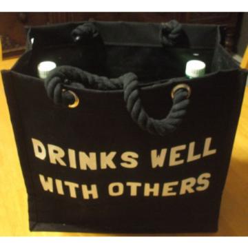 Drinks Well With Others Tote Beach Party Picnic Wine Bottle Bag Sparkly GiftNWT