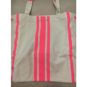 Victorias Secret Canvas Tote Bag Extra Large Beach Shopper Pink Striped NEW!