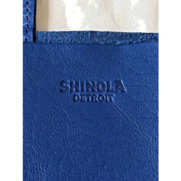 NEW $600 SHINOLA DETROIT USA LEATHER MEDIUM SHOPPER TOTE BEACH/BOOK BAG Reg Blue