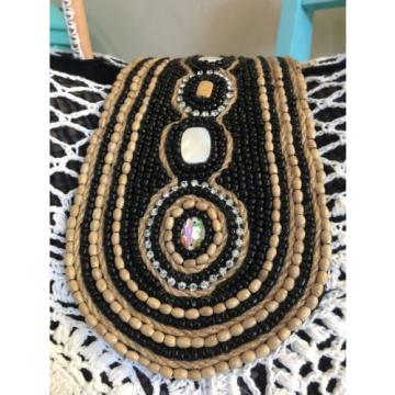 Skemo Beach Bag Straw Leather Crochet Bag Handmade Beaded Rhinestones