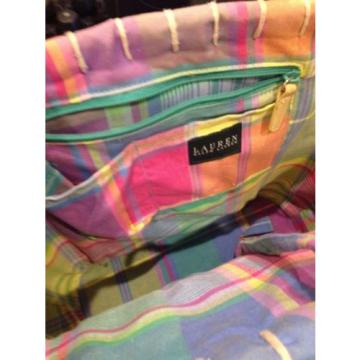 Lauren Ralph Lauren Beach Picnic Straw Tote Bag Measures - 17&#034; by 17&#034;