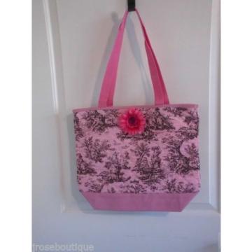EASTER PINK TOILE BROWN BEACH CRUISE POOL PARTY PICNIC BAG TOTE PURSE TRAVEL