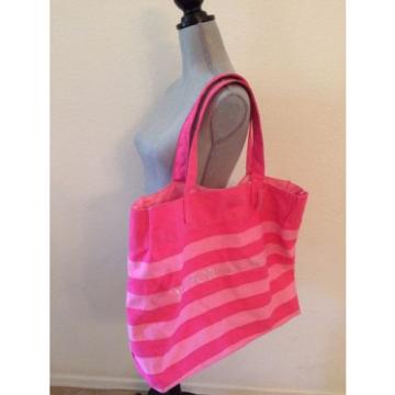 Victoria&#039;s Secret Canvas Pink Striped Tote Bag Beach Extra Large NWT