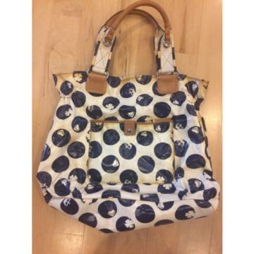 Juicy Couture Large Navy Polka Dot Coated Canvas X-Large Tote Bag Beach