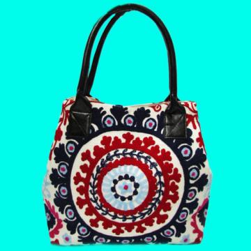 Indian Cotton Suzani Embroidery Handbag Woman Tote Shoulder Bag Beach Boho Bag 0
