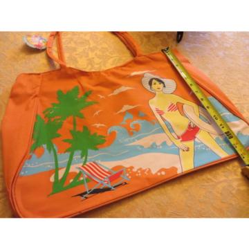 Tote Large shopping tangerine neon orange canvas beach book bag