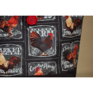 Handmade Chicken Roosters Trimmed in Black Handbag Purse Tote Bag Beach Bag