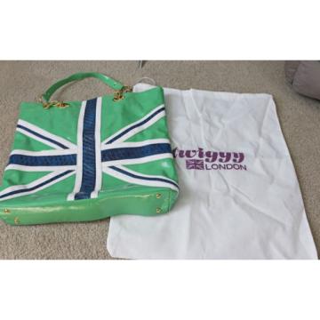 TWIGGY London Designer Union Jack PURSE Tote Bag NEW Green Beach Shopper Punk