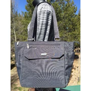 Baggallini Grey Nylon Village Tote/Beach Top Zip Travel Shoulder Bag