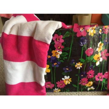 Vera Bradley Market Tote/ Beach Bag And Flip Flops ~ Wildflower Garden