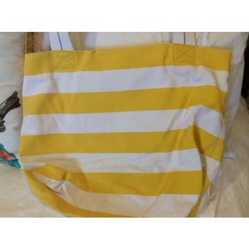 Original Walt Disney Tote Yellow And White Striped Beach Bag