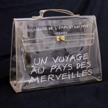 Authentic HERMES KELLY VINYL Beach Hand Bag SOUVENIR DE L&#039;EXPOSITION 1997 V09397