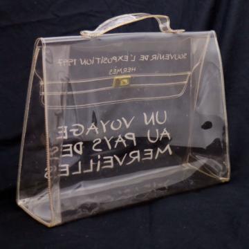 Authentic HERMES KELLY VINYL Beach Hand Bag SOUVENIR DE L&#039;EXPOSITION 1997 V09397