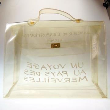 Authentic HERMES Vinyl KELLY Beach Hand Bag SOUVENIR DE L&#039;EXPOSITION 1997 #389