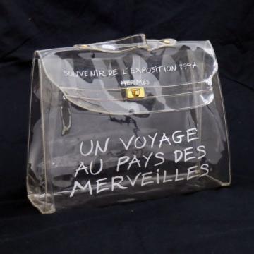 Authentic HERMES KELLY Beach Hand Bag SOUVENIR DE L&#039;EXPOSITION VINYL 1997 V09526