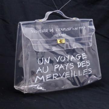 Authentic HERMES KELLY VINYL Beach Hand Bag SOUVENIR DE L&#039;EXPOSITION 1997 V09483
