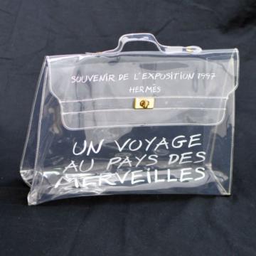 Authentic HERMES KELLY VINYL Beach Hand Bag SOUVENIR DE L&#039;EXPOSITION 1997 V11611