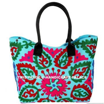 Indian Cotton Suzani Embroidery Handbag Woman Tote Shoulder Bag Beach Boho Bag