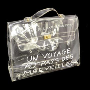 Authentic HERMES KELLY VINYL Beach Hand Bag SOUVENIR DE L&#039;EXPOSITION 1997 V02639