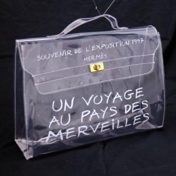 Authentic HERMES KELLY VINYL Beach Hand Bag SOUVENIR DE L&#039;EXPOSITION 1997 V08520