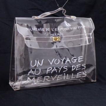 Authentic HERMES KELLY VINYL Beach Hand Bag SOUVENIR DE L&#039;EXPOSITION 1997 V09485