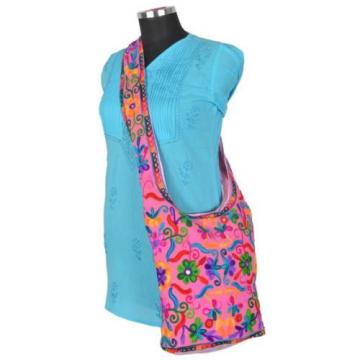Pink Suzani Embroidery Tote Bag Womens Cross body Shopping Beach Jhola AQ14