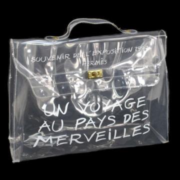 Authentic HERMES Kelly Beach Hand Bag SOUVENIR DE L&#039;EXPOSITION Vinyl 1997 B29984