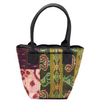 Big Vintage Silka Kantha Tote Bag Leather Handle Shopping Boho Gypsy Beach Bag
