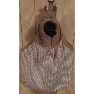 Goorin Brothers GB Purse Bag Blue Tan White Tweed Leather Handle NEW Beach Tote