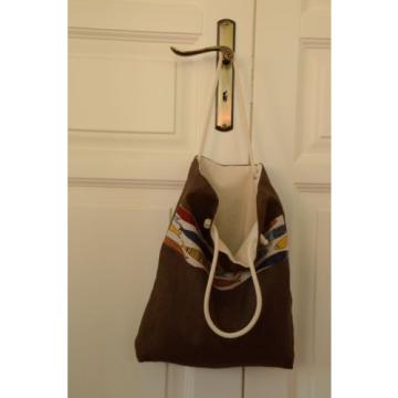 Handmade Brown Tote bag Linen beach bag Shoulder bag Weekend bag Shopping bag