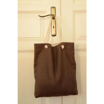 Handmade Brown Tote bag Linen beach bag Shoulder bag Weekend bag Shopping bag
