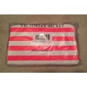 Victoria&#039;s Secret Swim 2016 Beach Bag Large Tote Pink White Stripe Rope Handles