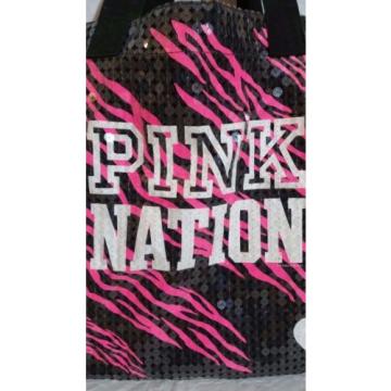 victoria&#039;s secret pink black tote bag sequins bling beach over nighter versatile