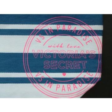 VICTORIA&#039;S SECRET VS IN PARADISE BLUE AND WHITE STRIPED BEACH TOTE BAG NWOT