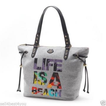 NWT Juicy Couture Women&#039;s Bag Large Tote Gray &#034;Life is A Beach&#034; Purse