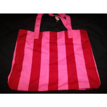 Victoria&#039;s Secret Pink Stripe Canvas Beach Tote Shoulder Bag Travel New NWT