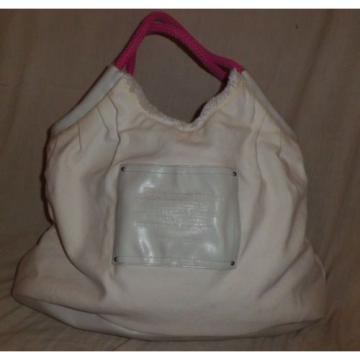 Victoria&#039;s Secret white hard to find pink handle shopping beach tote bag purse