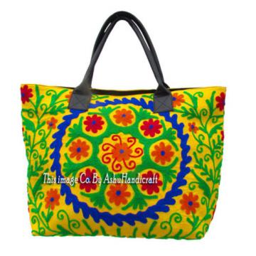 Indian Cotton Suzani Embroidery Handbag Woman Tote Shoulder Bag Beach Boho Bag44