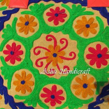 Indian Cotton Tote Suzani Embroidery Handbag Woman Shoulder &amp; Beach Boho Bag s23