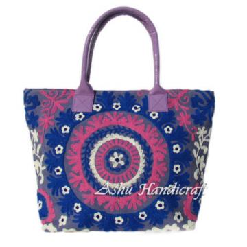 Indian Cotton Tote Suzani Embroidery Handbag Woman Shoulder &amp; Beach Boho Bag s04