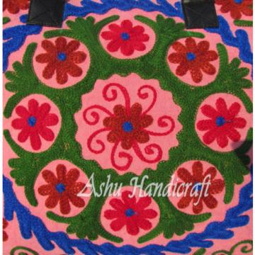 Indian Cotton Tote Suzani Embroidery Handbag Woman Shoulder &amp; Beach Boho Bag s35
