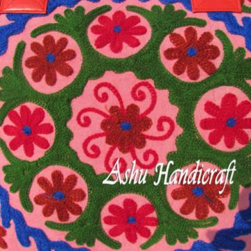 Indian Cotton Suzani Embroidery Handbag Woman Tote Shoulder Beach Boho Bag s26