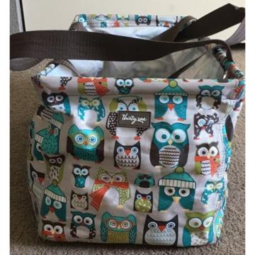 Thirty One 31 Med Utility Beach Grocery Tote Bag OWL Brown Hoo&#039;s Chilly Retired