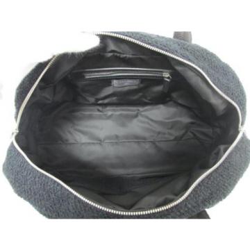 Authentic CHANEL Beach Handbag Boston Bag Cotton Black