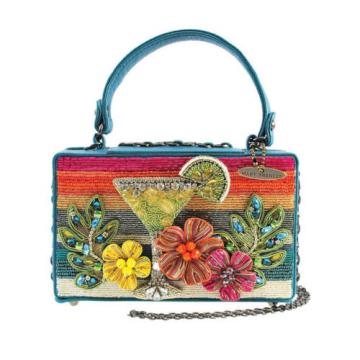 Mary Frances Handbag Beach Party Hand Beaded 3D Flower &amp; Leaf Purse Shoulder Bag
