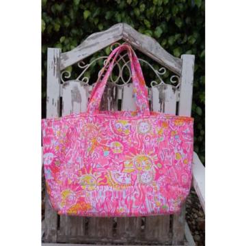 NWT Lilly Pulitzer Palm Beach Tote Bag PINK POUT KINIS IN THE KEYS Travel Bag