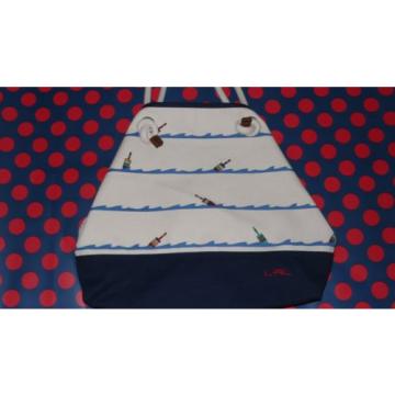 $98 New Casco Ralph Lauren Tote bag purse BEACH NAUTICAL BUOY PRINT Canvas ROPE