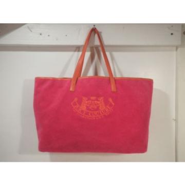 Juicy Couture Large Fabric Tote Bag/ Beach Tote  Pink w/ Orange Trim