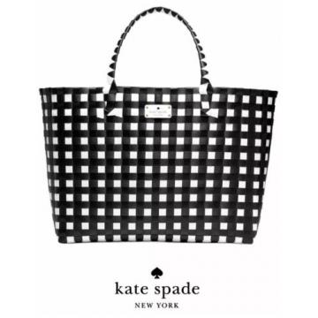 KATE SPADE NEW YORK Extra large Tote Shopper Beach Shoulder Bag Black White NEW